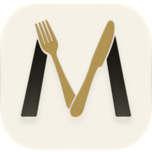 The Menuscript app icon: an M formed from a gold fork and knife